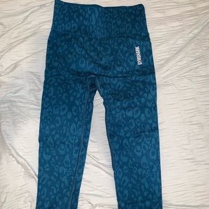 Gymshark animal print blue leggings with booty scrunch